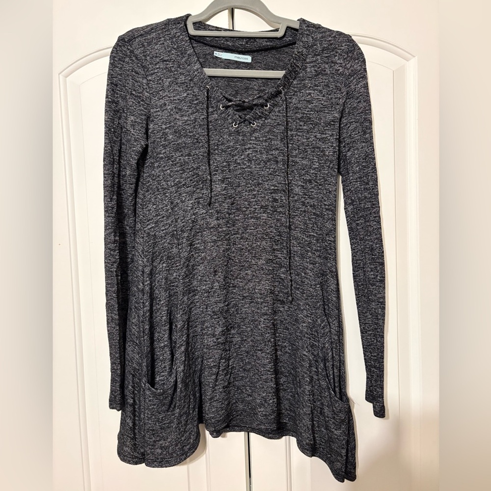 Maurice’s Gray Lace-Up Long Sleeve Tunic
